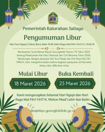 Jelang Idul Fitri dan Nyepi 2026, Pelayanan Kalurahan Jatiayu Libur Sepekan